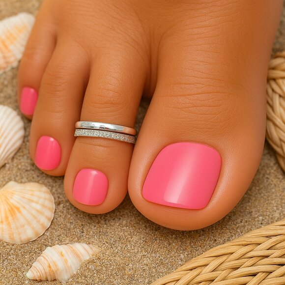 NEW Real Sterling Silver Toe Ring Set of 2 – Handmade Adjustable Toe Rings - Picture 2 of 7